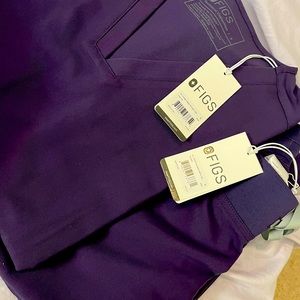 Gorgeous FIGS Purple Shadow Scrub Set: S Casma 3 pocket top/S tall Livingston